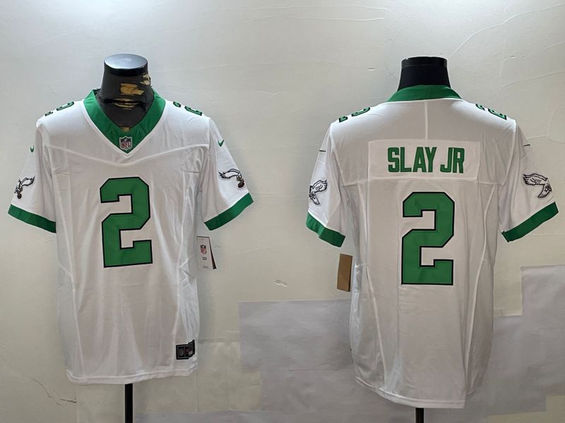 Men Philadelphia Eagles #2 Slay jr White Three generation 2024 Nike Limited NFL Jersey style 1